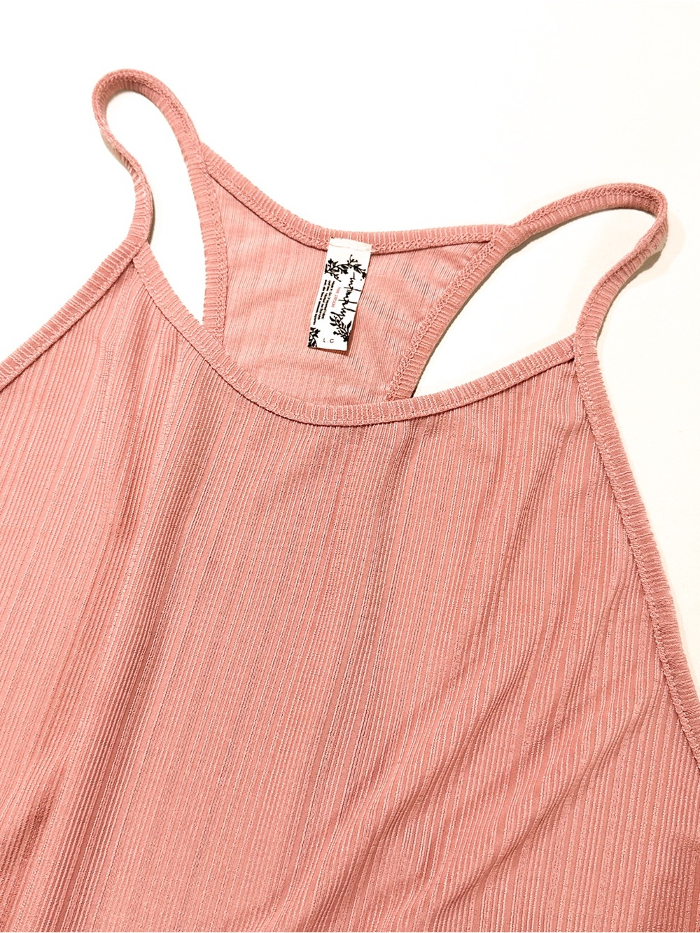 Intimately Free People Blush Ribbed Long Beach Tank Apron Neck Racerback Top